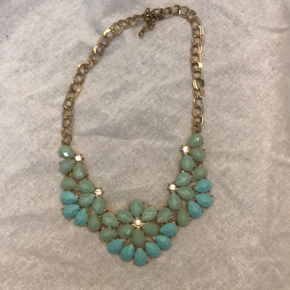 Blue and Teal Bib Necklace Like New
